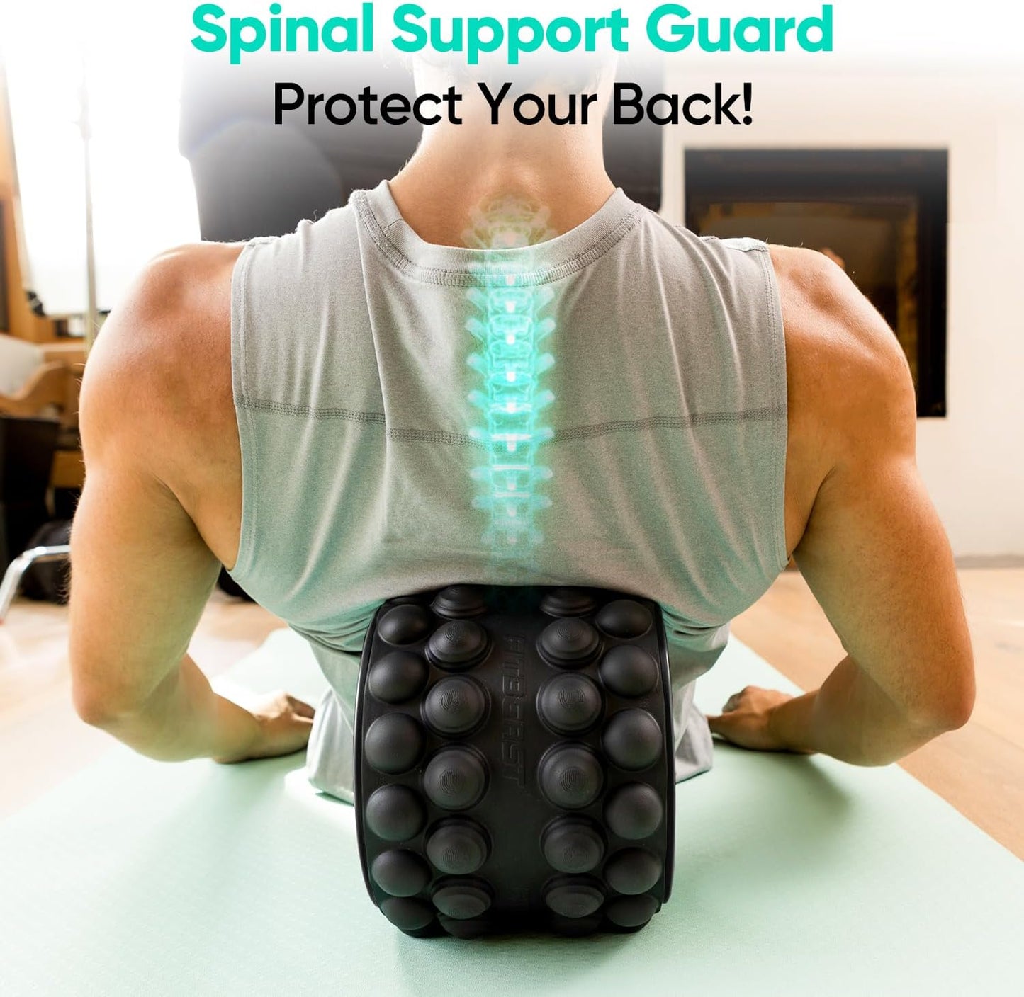 FitBeast Back Roller, Back Wheel Foam Roller - Targeted Muscle Roller for Deep Tissue Massage, Back Stretcher