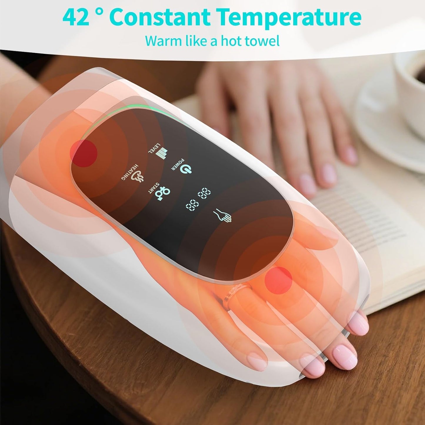 Hand Massager, Cordless Hand Massager with Heat and Compression for Arthritis and Carpal Tunnel, 3 Modes, 5 Intensity Levels, 15-Minute Timer