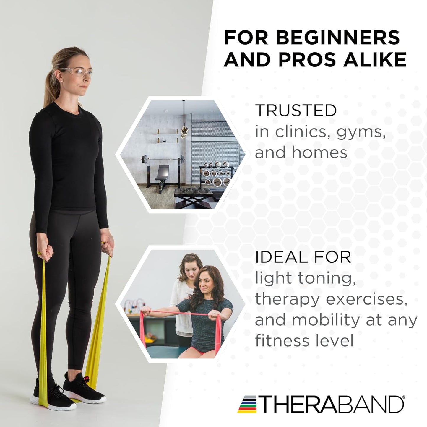 THERABAND Resistance Band, Yellow, Light, 50-Yard Roll, Latex-Free, Elastic Band for Exercise, Physical Therapy, Yoga, Pilates, Stretching, Home Workouts, Cut-to-Length, Color-Coded Levels