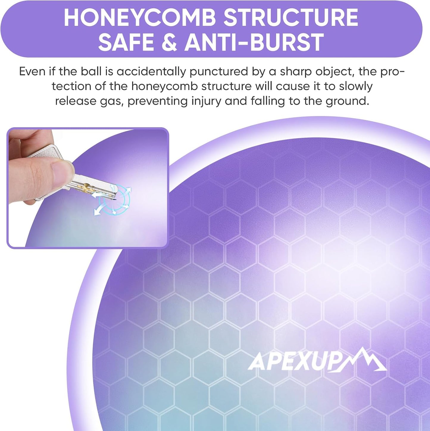 APEXUP Yoga & Pilates Ball - Anti Slip Heavy Duty Gym Ball for Fitness, Balance & Core Workout