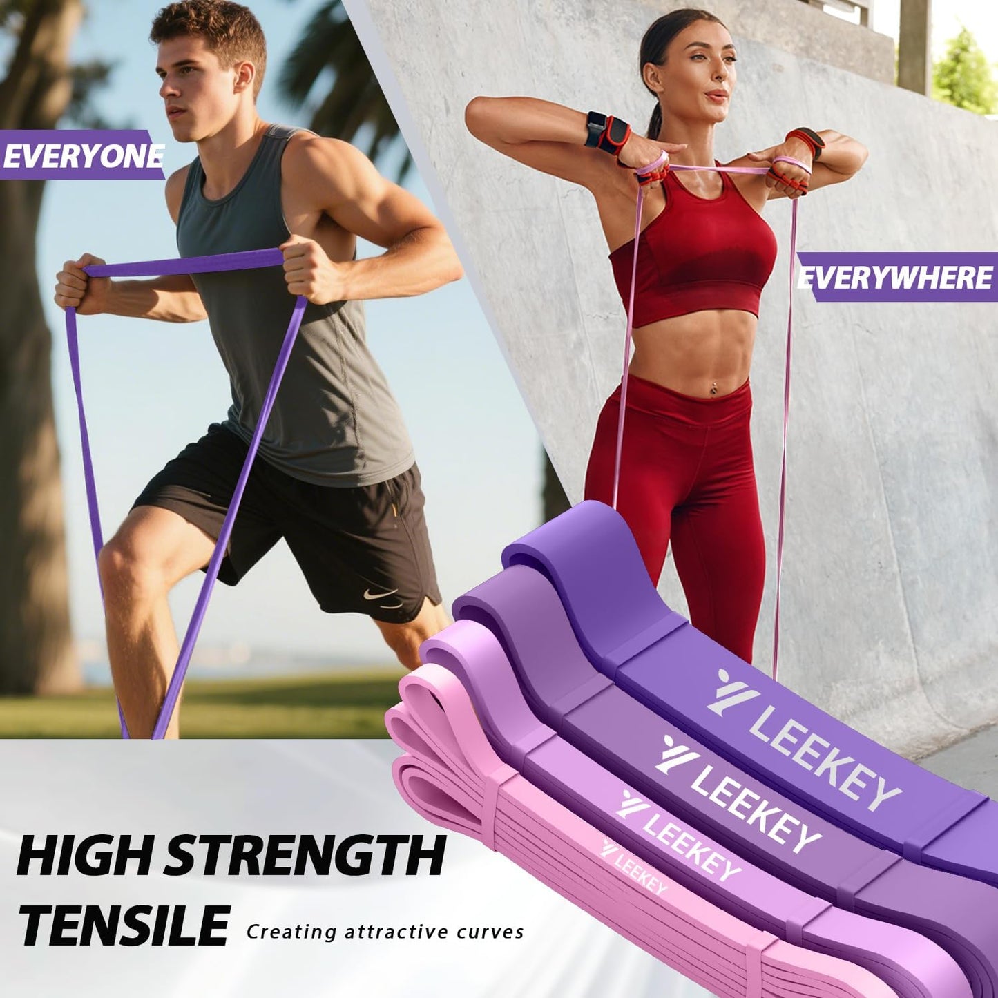 LEEKEY Resistance Bands Set for Pull-Up Assistance & Full-Body Training, Multi-Level Exercise Bands with Bag for Home Workouts, Physical Therapy, Strength Training (Men/Women)