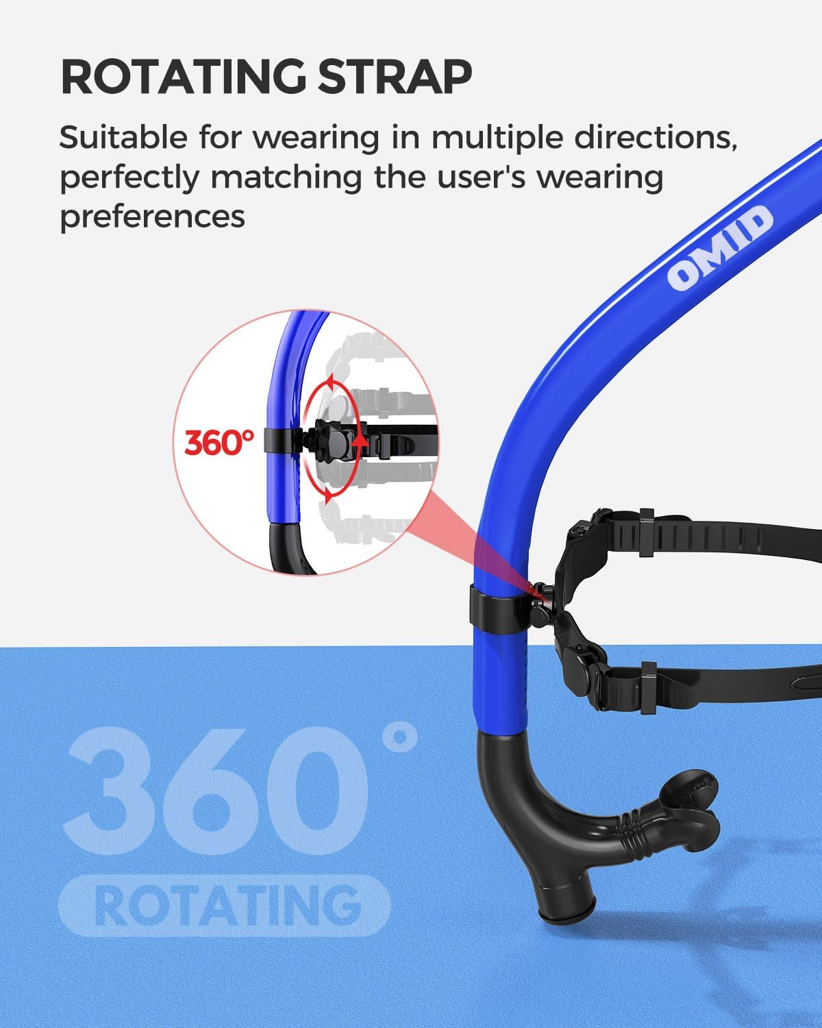 OMID SN1 Snorkel for Adult Youth, Diving Snorkel with One-Way Purge Valve, Food-Grade Silicone Mouthpiece