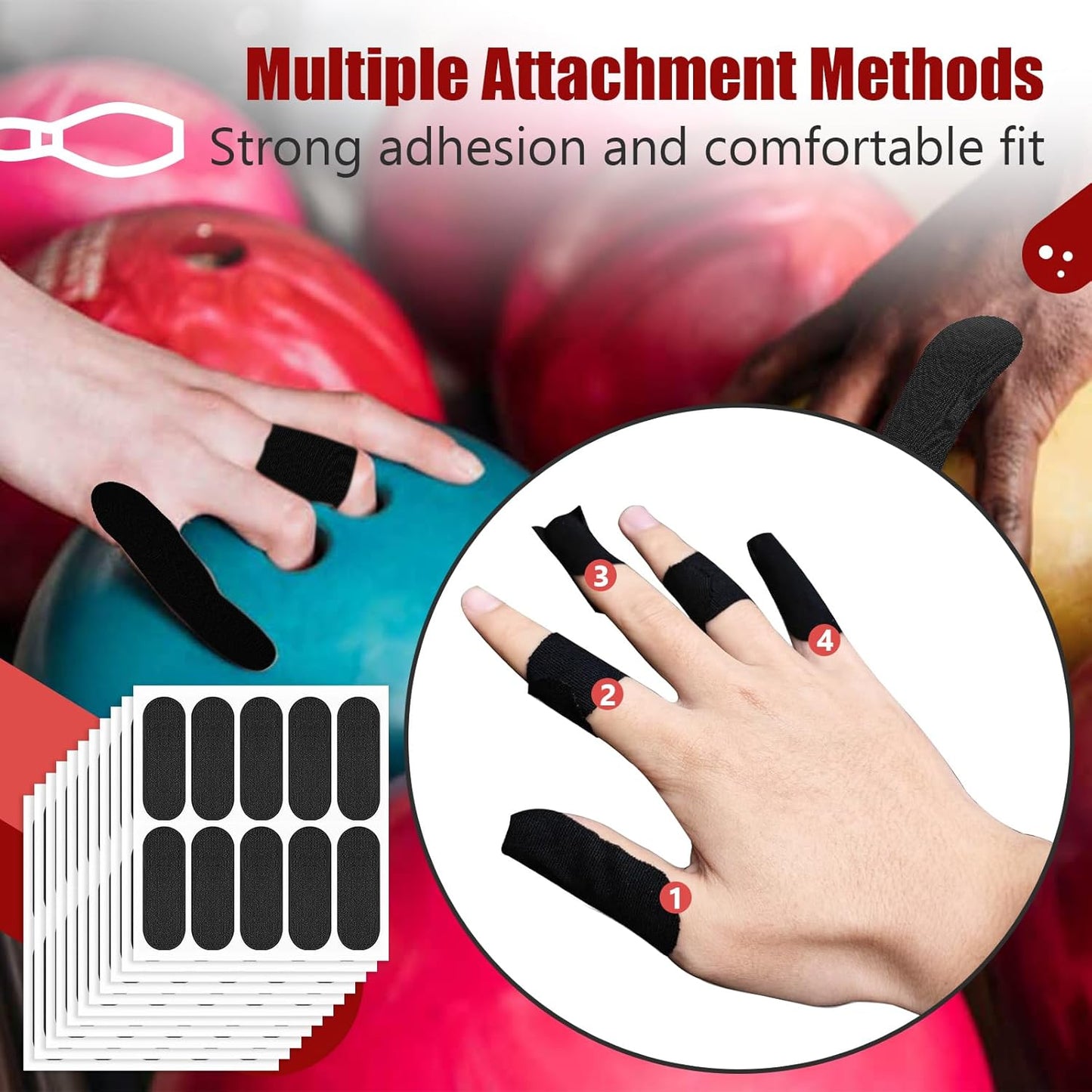 100 PCS Bowling Thumb Tape - Bowling Finger Tape - Thumb Tape Protector for Bowling(Multiple Colors, 1 x 2.8 Inches, Breathable)