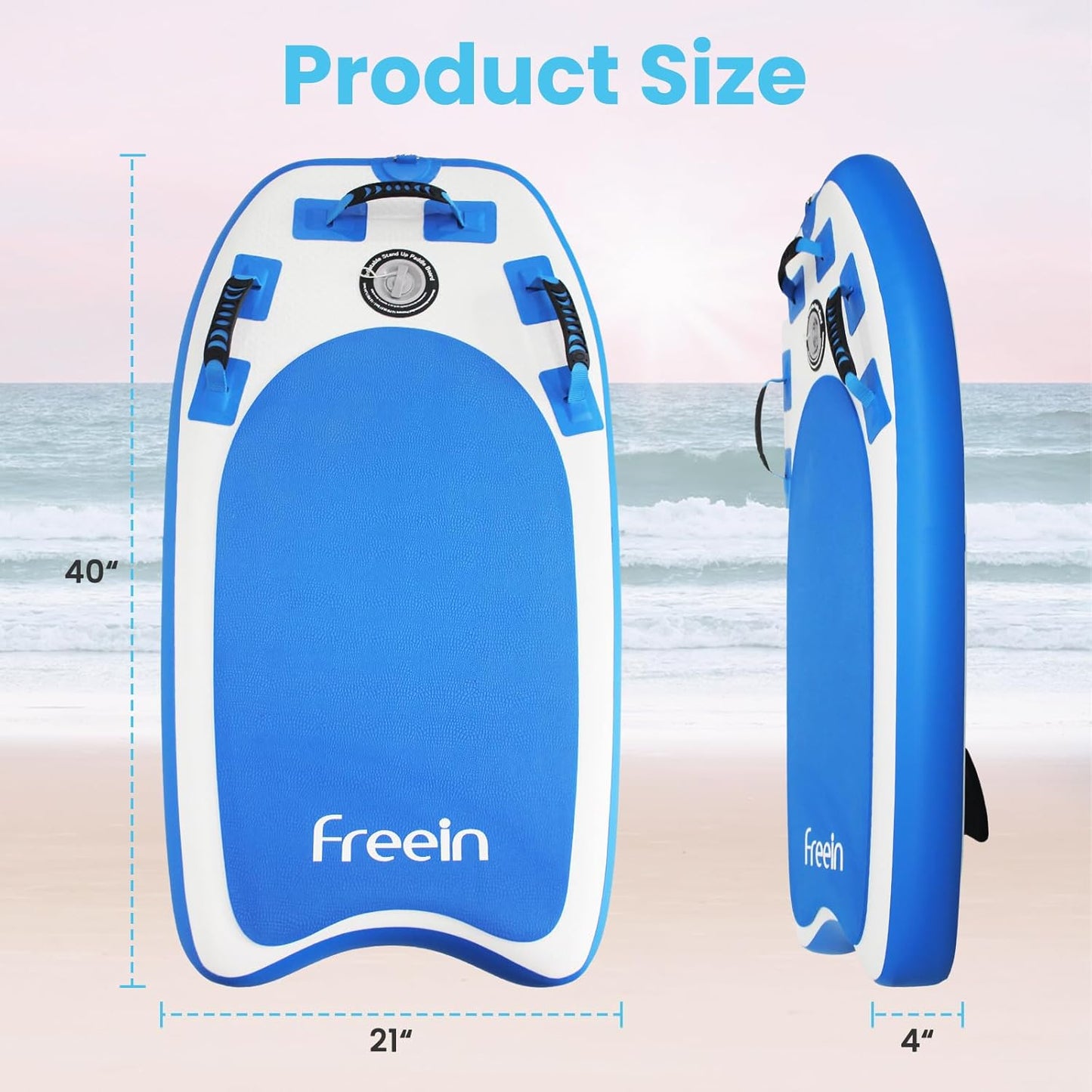 Freein Body Board Inflatable, Surfboards BodyBoards for Beach River, Foldable Design for Easy Storage and Transport Anywhere