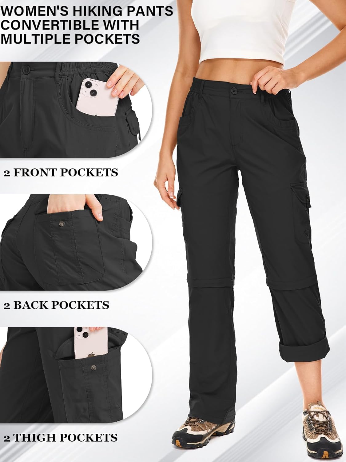 Women's Hiking Pants Convertible Quick Dry Lightweight Zip Off Fishing Travel Safari Pants