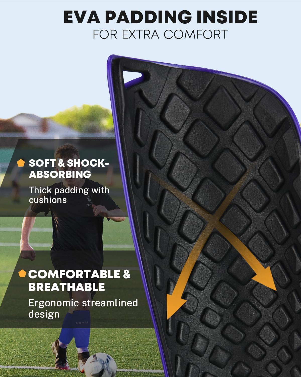 Gonex Soccer Shin Guards for Kids Adult, Youth Boys Girls Shin Guards Slip in Soccer Shin Pad Sleeves Canilleras for Football Games, EVA Cushion Protection Reduce Shocks & Injuries