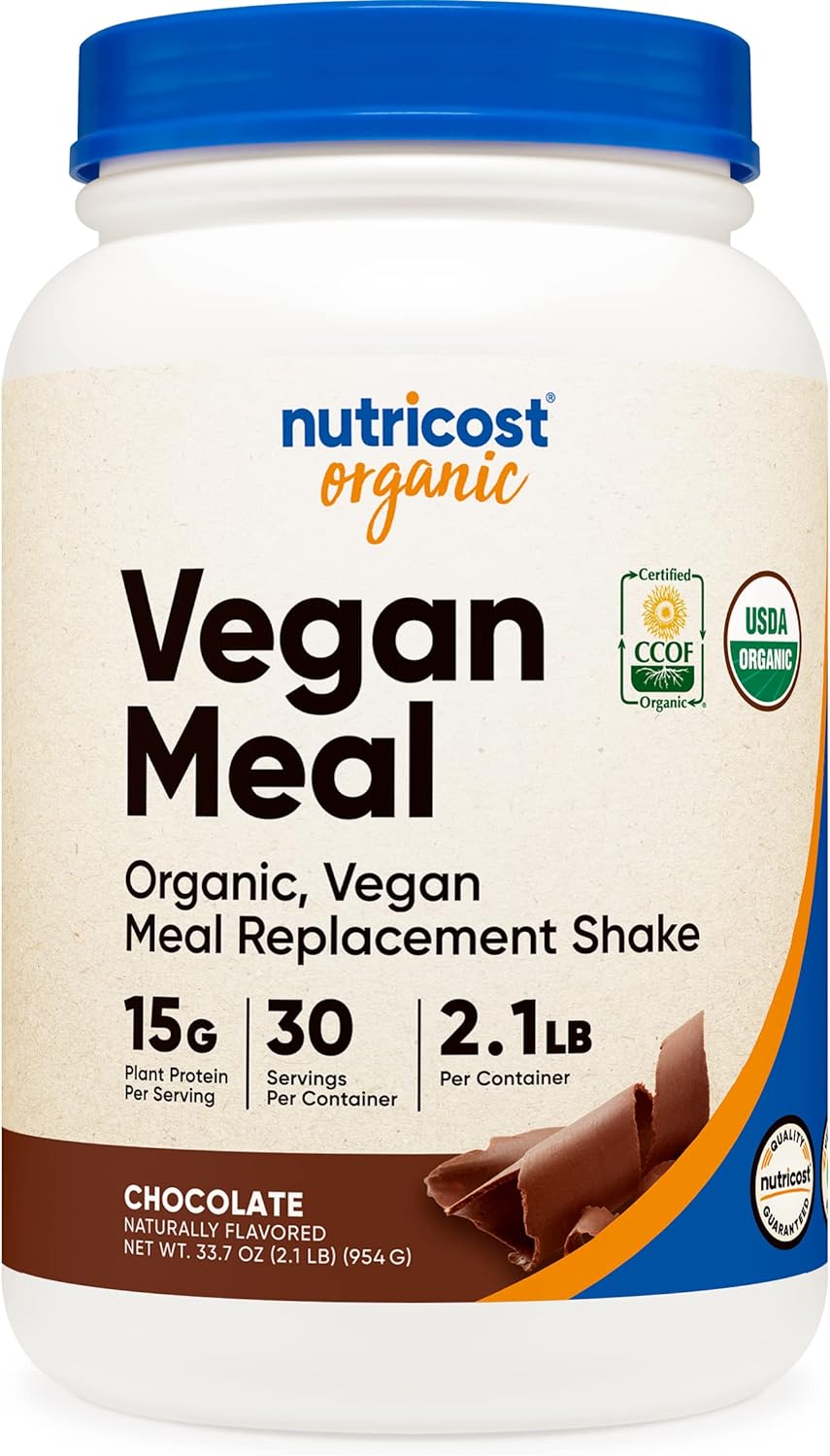 Nutricost Organic Vegan Meal Replacement Shake Powder (Chocolate) - Certified USDA Organic, Vegan, and Gluten Free