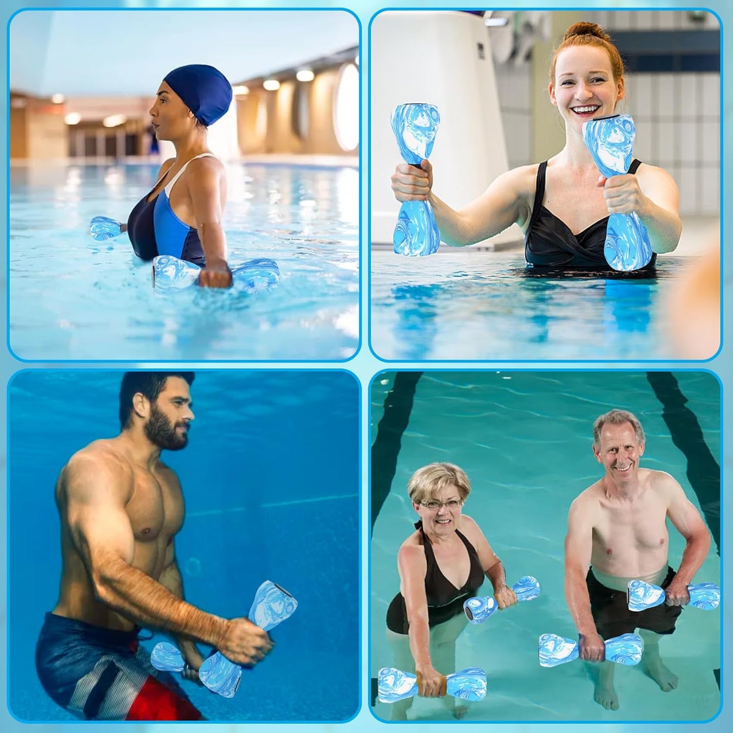 Aquatic Dumbbells, 2PCS Foam Water Weights, Aerobic Exercise Fitness Equipment Dumbbells, Dumbbells Set for Water Aerobics Weight Loss, Pool Fitness, Water Exercise