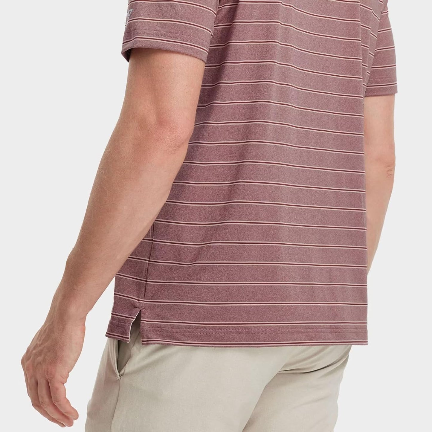 M MAELREG Golf Shirts for Men Moisture Wicking Striped Polo Performance Dry Fit Business Sports Mens Polo Shirts Short Sleeve