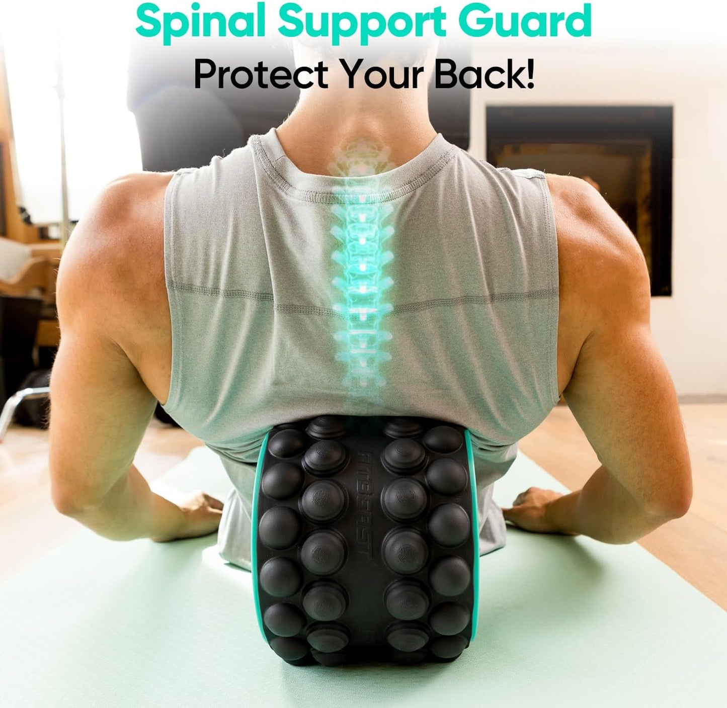 FitBeast Back Roller, Back Wheel Foam Roller - Targeted Muscle Roller for Deep Tissue Massage, Back Stretcher