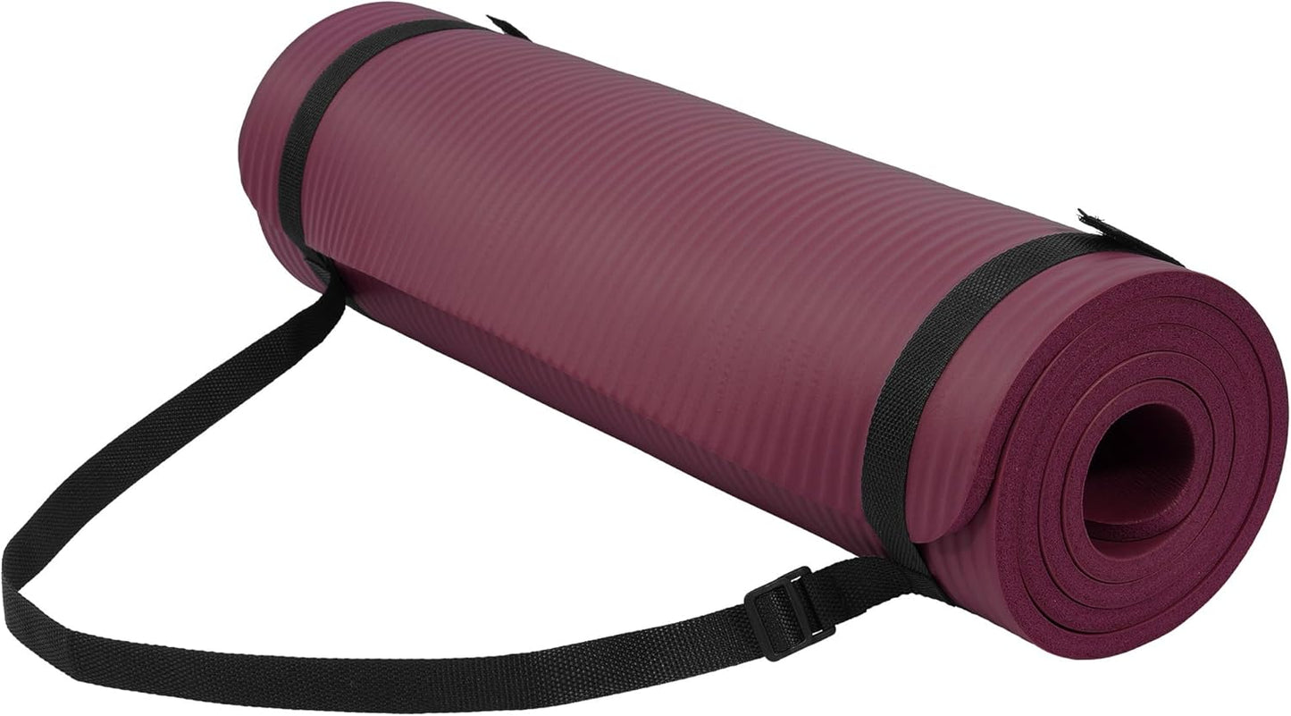 Yoga Mat, 1/2-Inch Extra Thick High Density Exercise Mat, Anti-Tear Exercise Yoga Mat with Carrying Strap, Suitable for Various Yoga Exercises