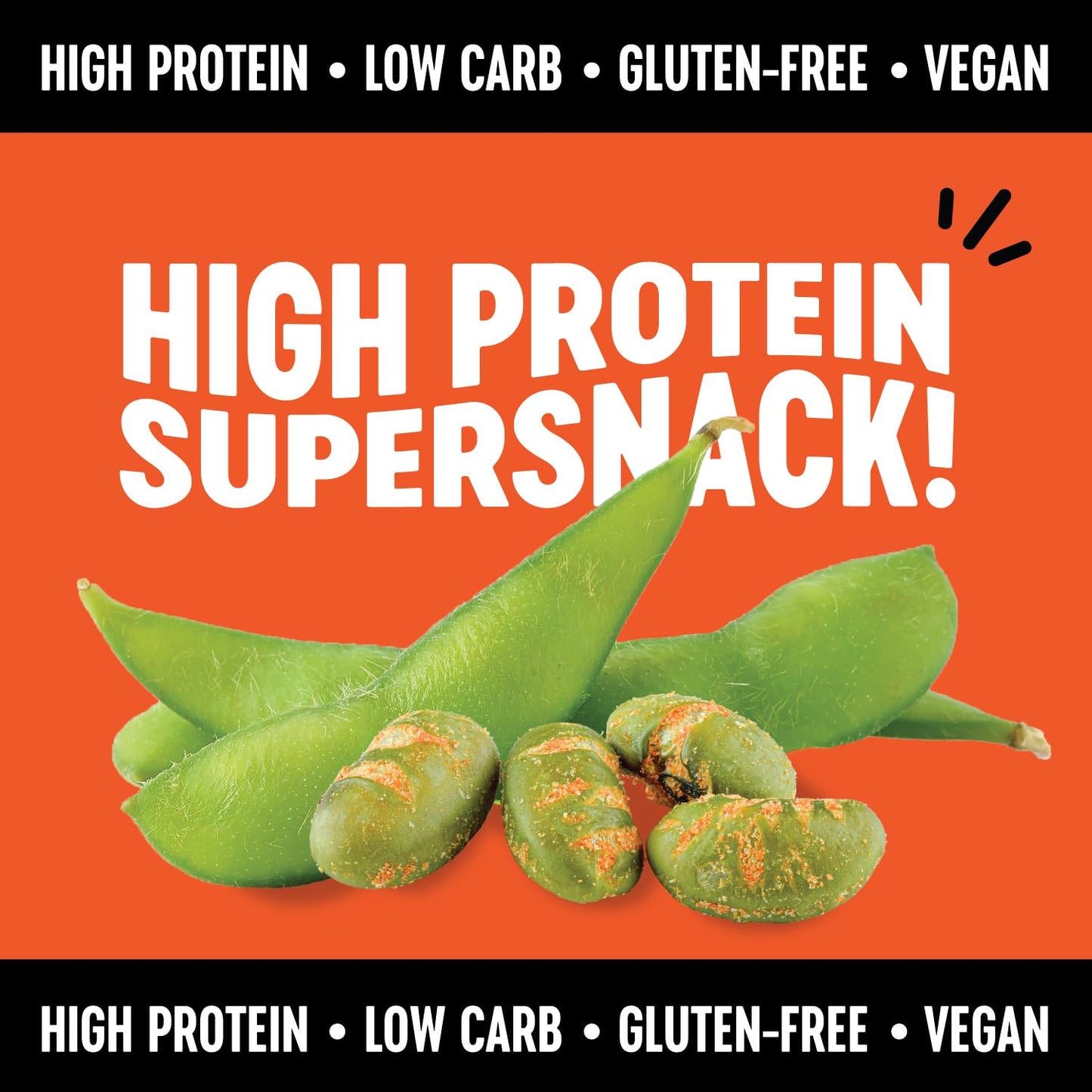 The Only Bean Crunchy Roasted Edamame Snacks (Buffalo) – High Protein (11g), Low Carb Keto Vegan Office Snack, Gluten Free Healthy Snacks for Adults and Kids, 0.9oz (Pack of 10)