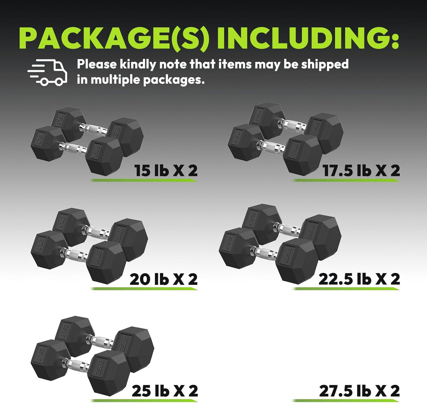 Hex Dumbbell Set, 45-400 lb Set Rubber Encased Exercise & Fitness Dumbbells, Weights Dumbbells Set, Hand Weight for Strength Training