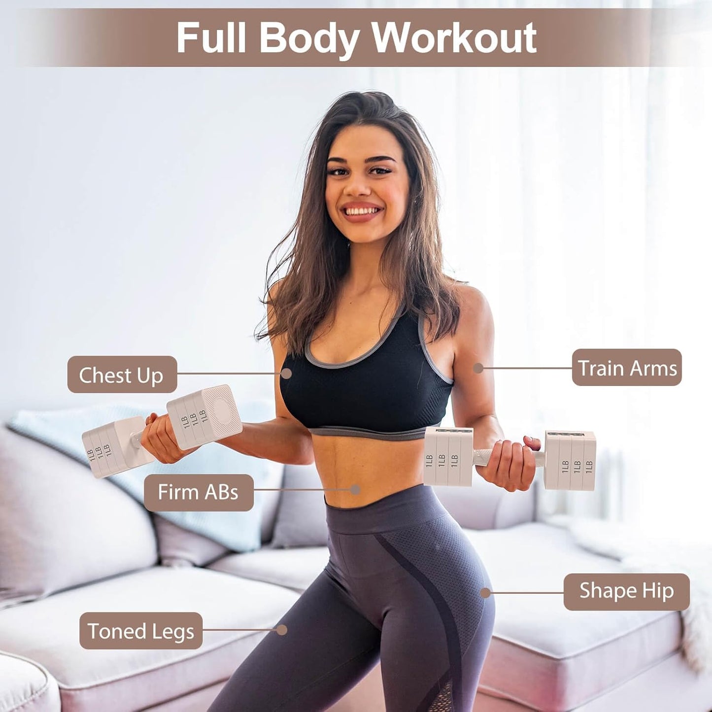 22LBS Adjustable Dumbbells Set, Hand Weights Sets with 5 Levels 3lb, 5lb, 7lb, 9lb, 11lb, Adjustable Weight Dumbbells for Women/Men Home Gym Full Body Workout