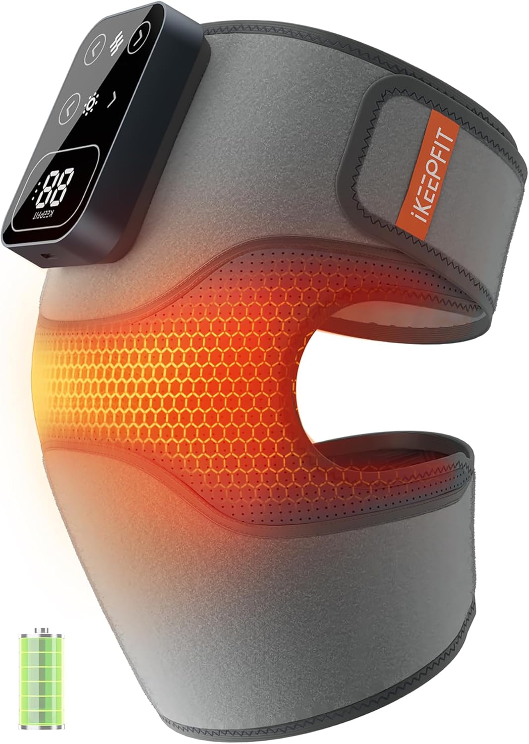 Cordless Knee Massager with Heat Vibration for Pain Relief, MAXwarm 4.0[2025 Upgraded] - Electric Heated Knee Brace with 5 Heat Levels and 3 Massage Mode, Gifts for Men Women (Grey, Single)