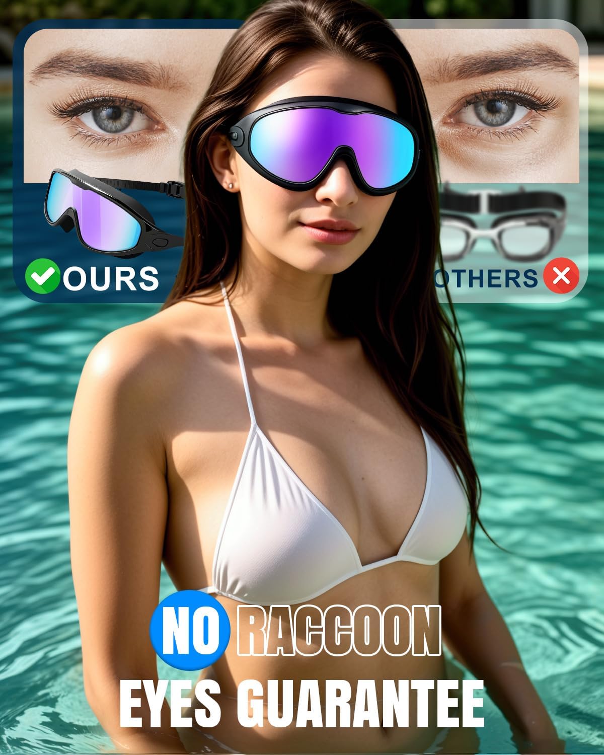 Rantizon Swim Goggles 2 Pack, Wide View Anti Fog&UV Swimming Goggles for Audlt, No Leaking Swim Glasses for Men Women Kids