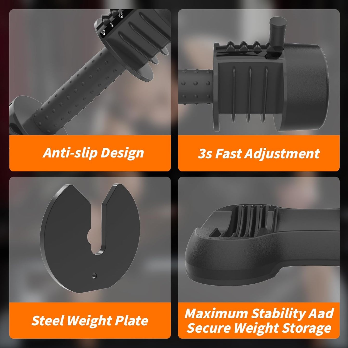 Ativafit 27.5/66/88LBS Pair Adjustable Dumbbell Set with Anti-slip Handle 12 In 1 Quick Dial Adjustment Weights With Safety Locking Button Space Saving Strength Training for Full Body Home Gym Workout