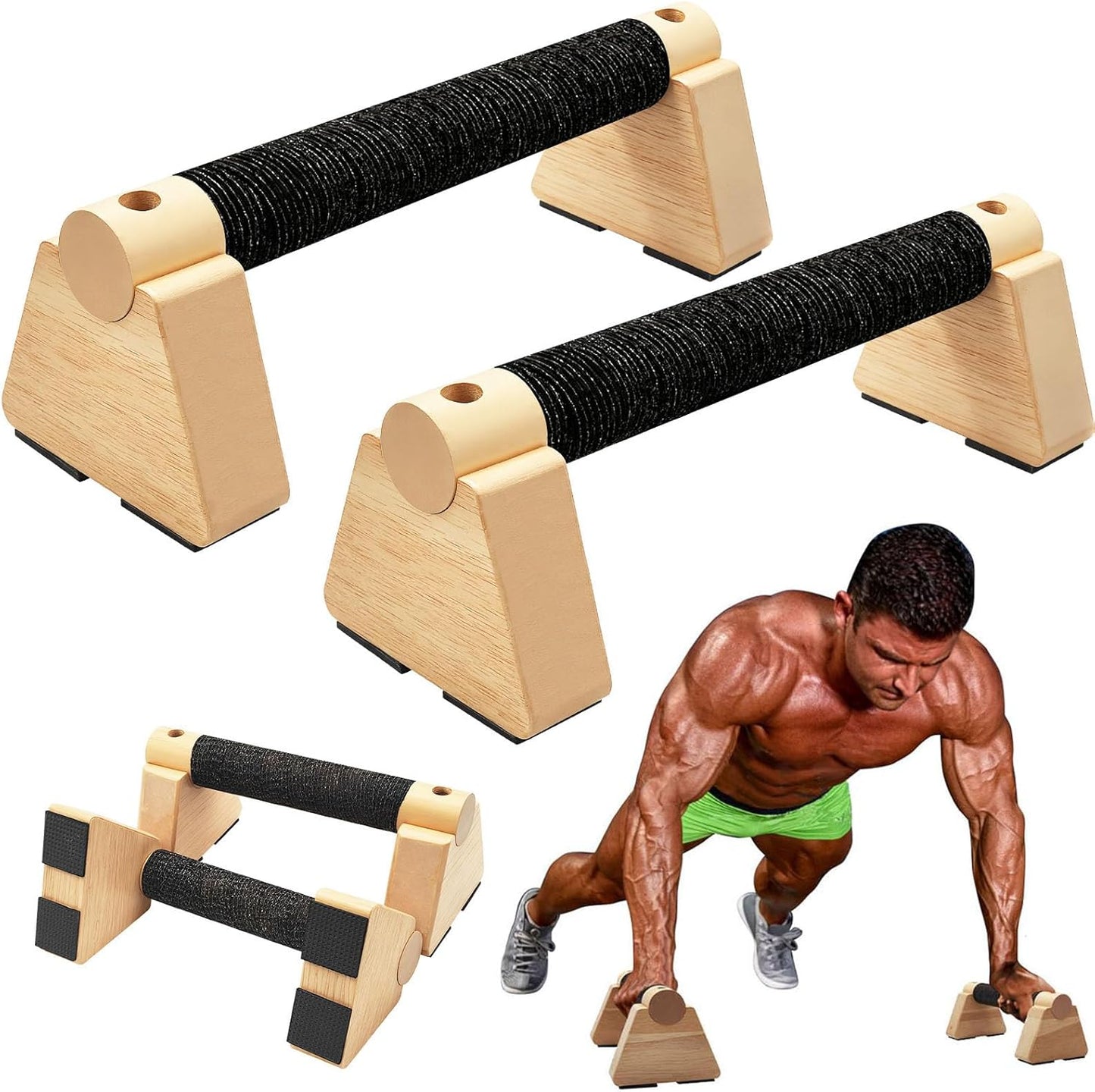 Parallettes Bars - Wooden Calisthenics Equipment for Handstand Training, Push Up Bars & Calisthenics Bar - Handstand Bars and Pushup Handles for Men