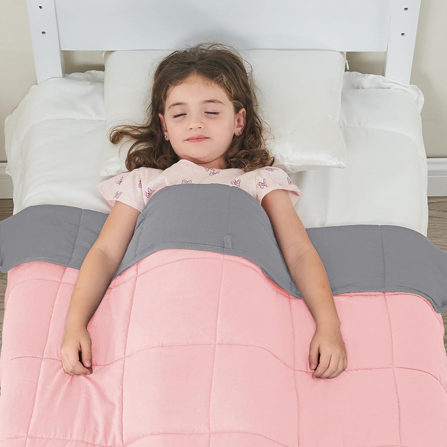 yescool Weighted Blanket (10 lbs, 41" x 60", Pink Grey) Cooling Heavy Blanket for Sleeping Perfect for 90-110 lbs, Breathable Blanket with Premium Glass Bead, Machine Washable