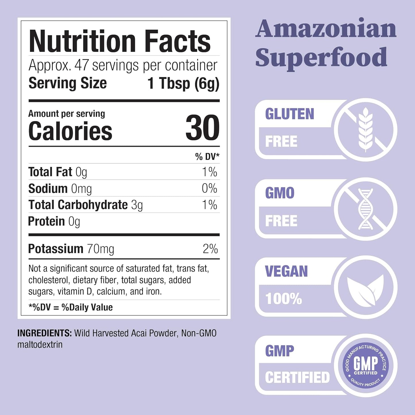 Nature Restore Wild Harvested Acai Berry Powder, 10 Ounces, Non GMO, Gluten Free, Brazilian Wild Grown