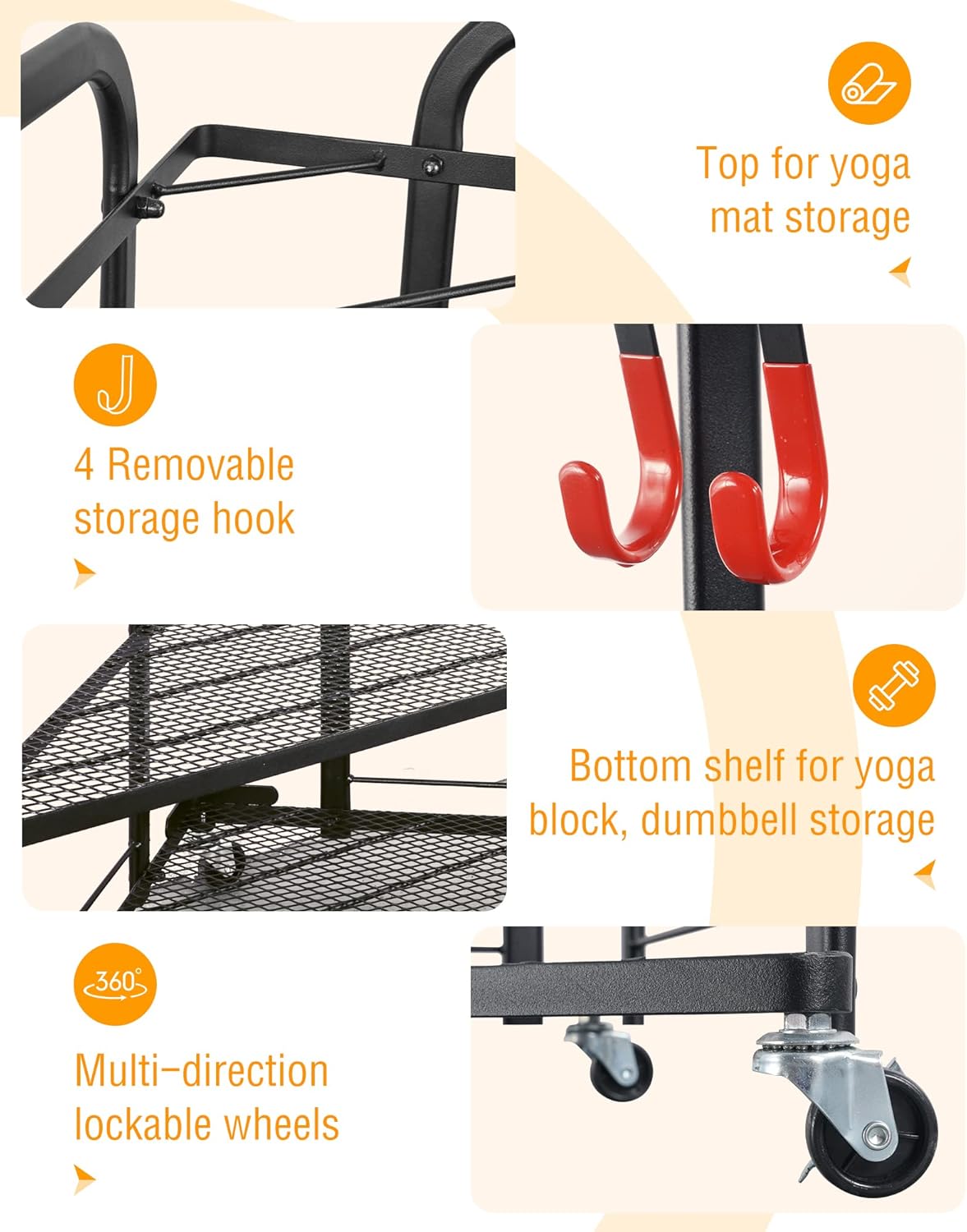 PLKOW Weight Rack for Dumbbells, Home Gym Storage for Dumbbells Yoga Mat Kettlebells, Yoga Mat Storage Rack for Garage, Home Gym