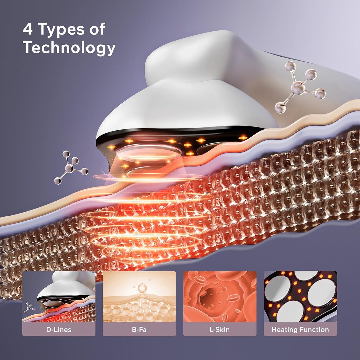 Depsoul Cellulite Massager Cordless Body Massage Tool - 3 Modes 10 Levels with Heating Function Electric Massager for Belly, Arm, Waist, Leg, Butt, Back