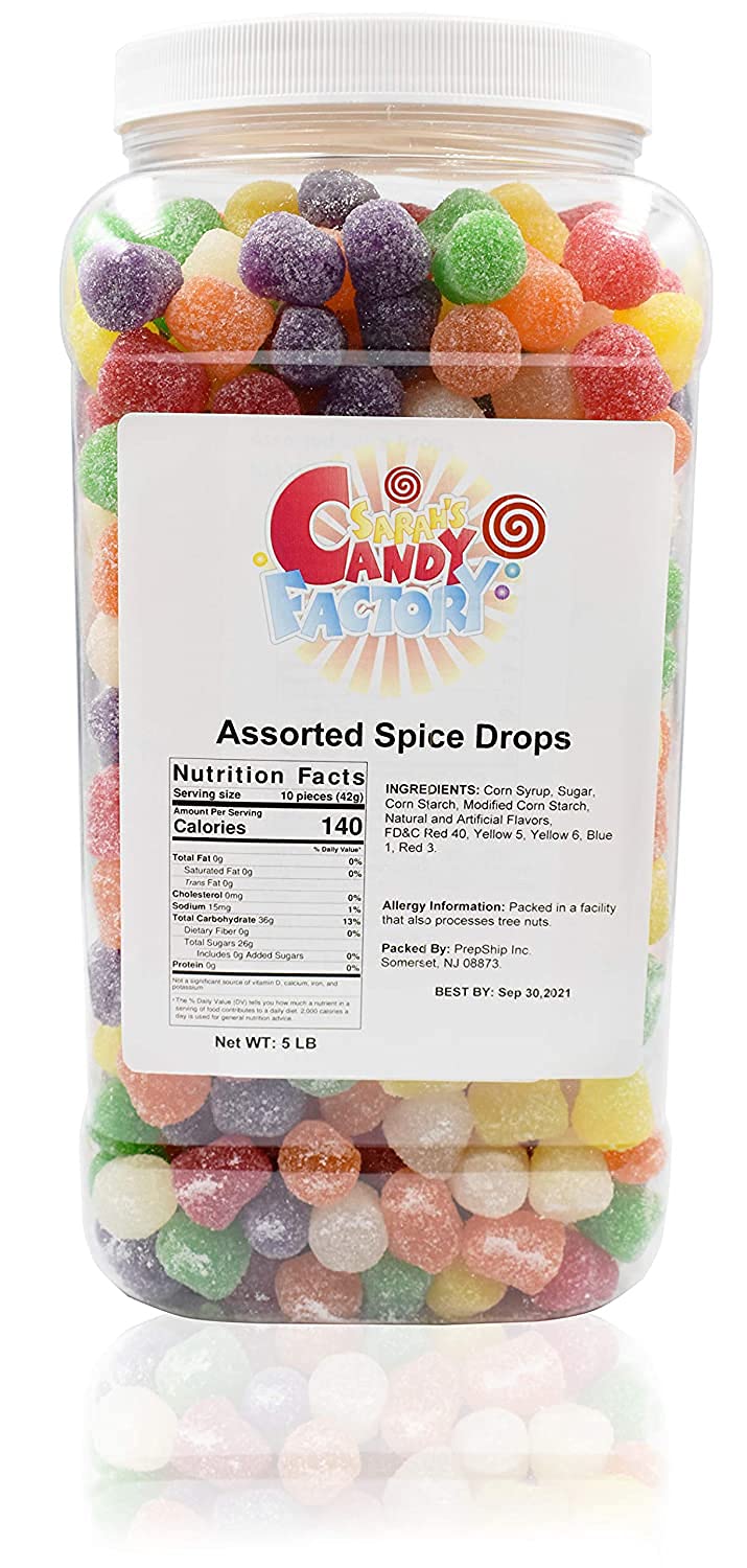 Sarahs Candy Factory Assorted Spice Drops 5 Lbs in Jar