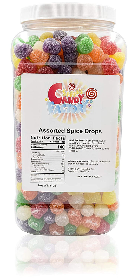 Sarahs Candy Factory Assorted Spice Drops 5 Lbs in Jar