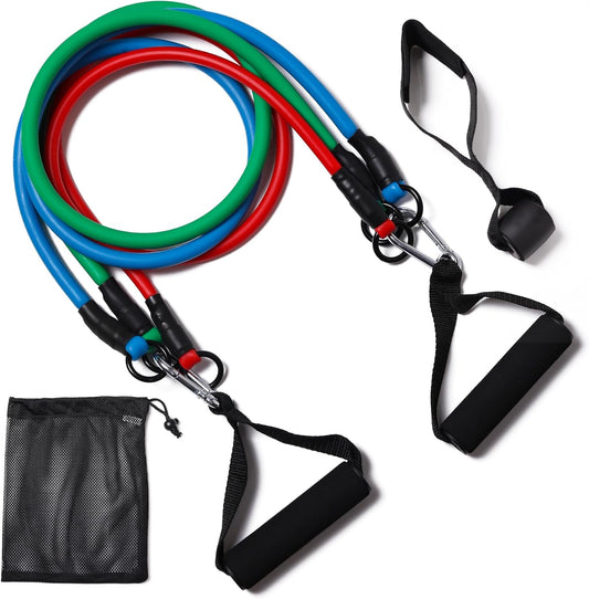 Resistance Bands with Handles, Single Resistance Bands, Exercise Bands with Handles, for Resistance Training, Physical Therapy, Home Workouts, Fitness, Pilates