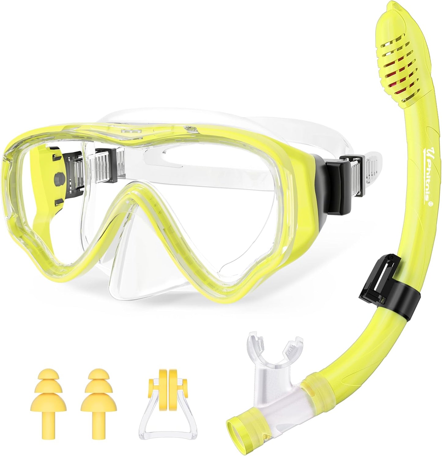 U PHITNIS Kids Snorkel Set for Age 4-14 - Dry Top Snorkeling Gear for Kids Junior & Youth - Childs Diving Mask with Big Eyes for Boys Girls - Anti-Fog Snorkeling Mask and Snorkel Set