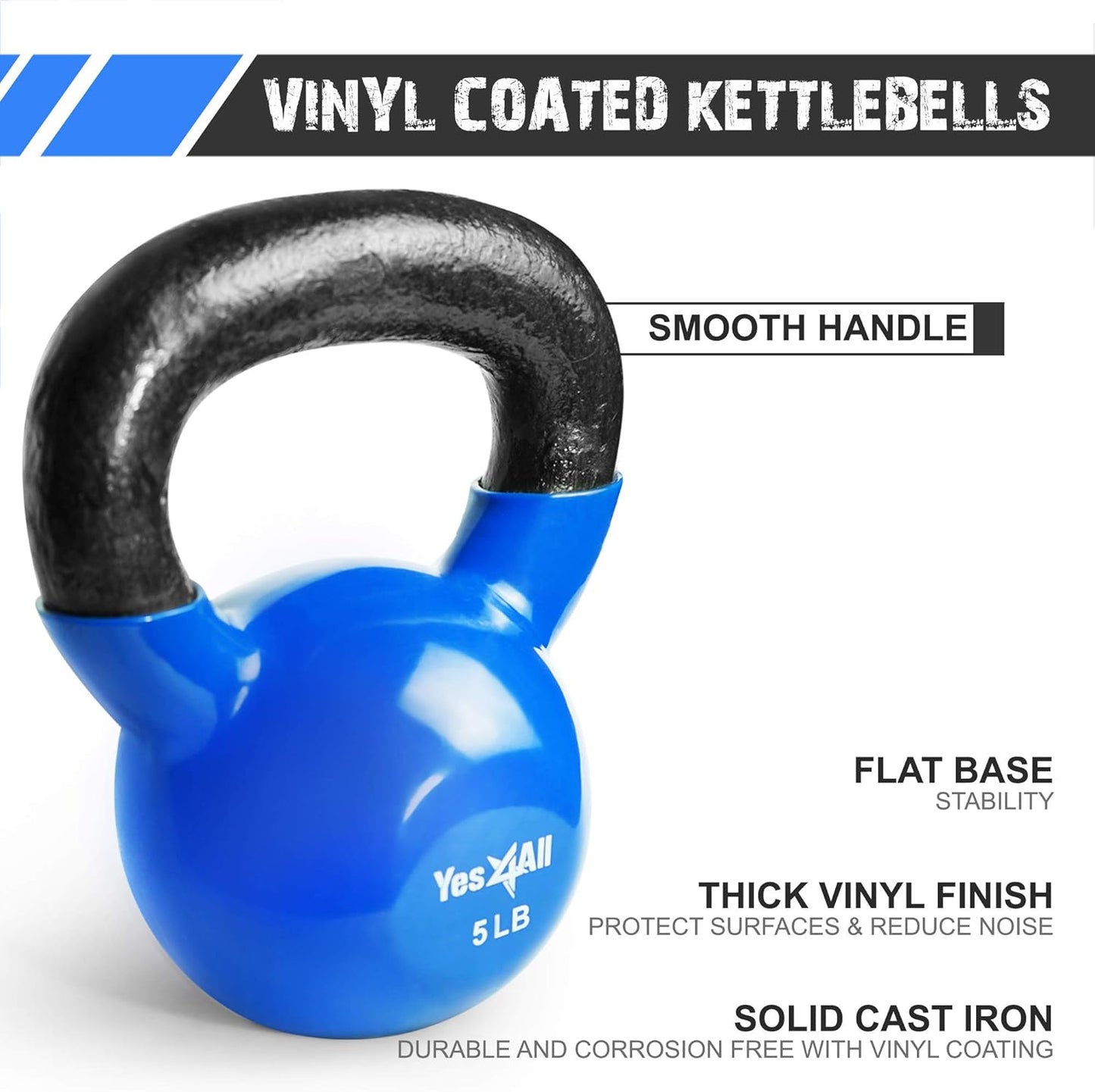 Yes4All Kettlebell Set Vinyl Coated Weights Combo for Full Body Workout Equipment Push up, Grip Strength Training, Dumbbell Weights Exercises