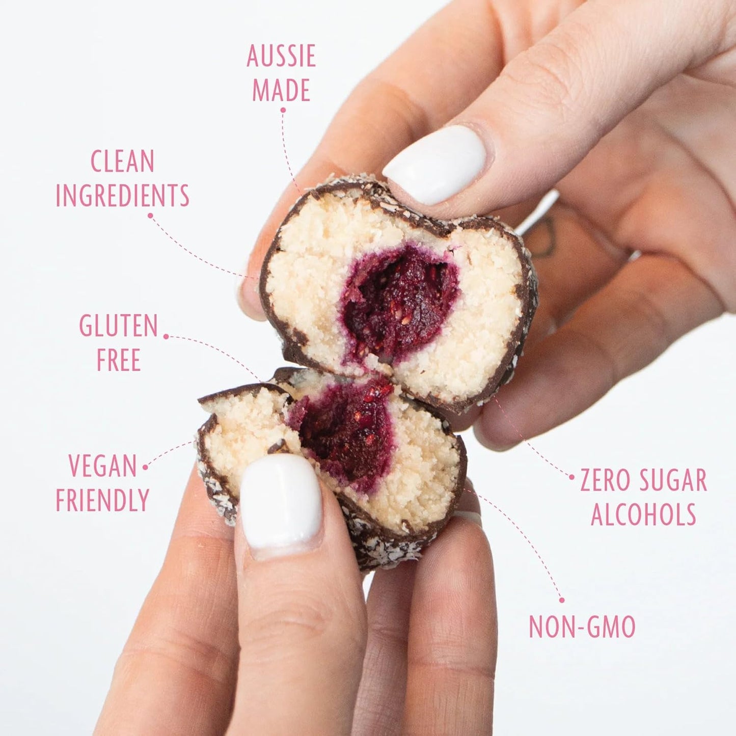 Health Lab - Lamington Raspberry Jam Filled Balls 480g (12 x 40g)