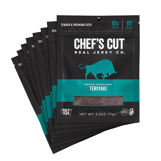 Chef's Cut Real Beef Jerky, Asian Teriyaki, 2.5 Ounce (8 Pack)