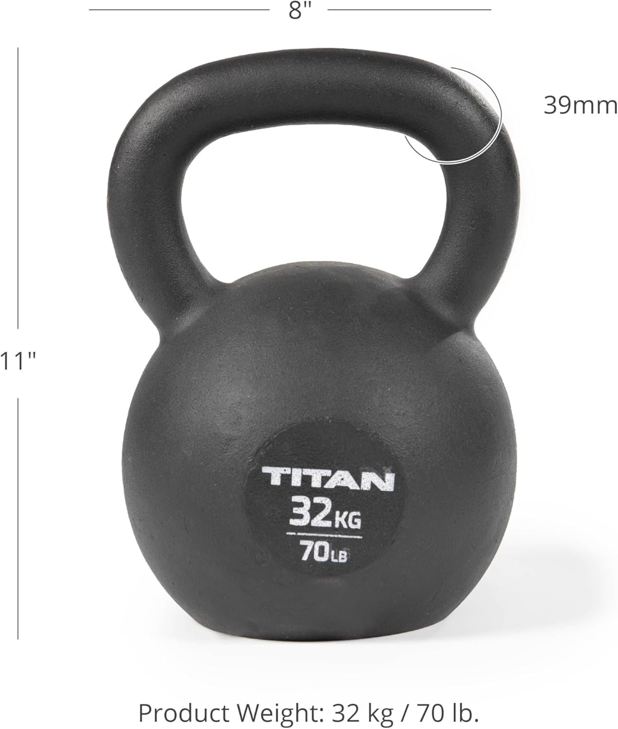 Titan Fitness Cast Iron Kettlebell, Single Piece Casting, KG and LB Markings, Full Body Workout