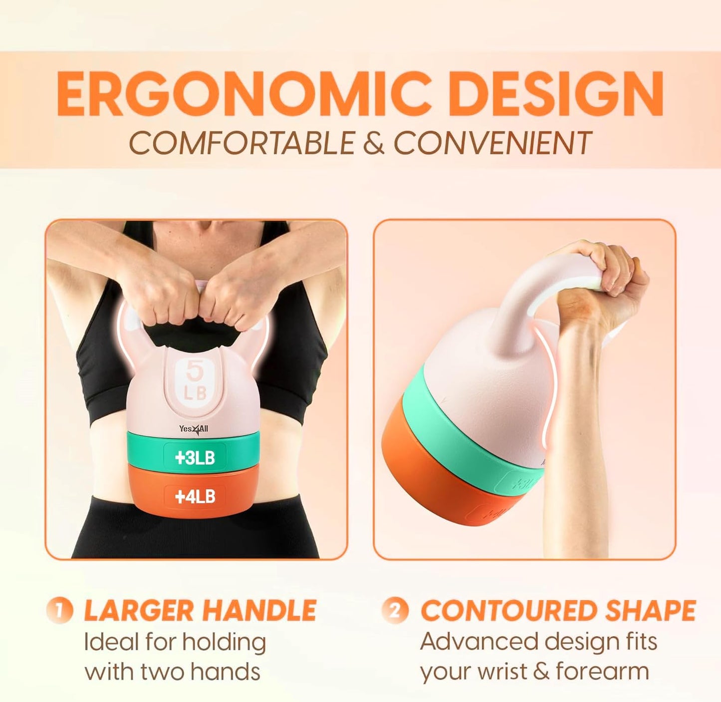 Yes4All Kettlebell Sets - Adjustable Kettlebell Set for Strength Training - Kettlebells Adjustable Weight for Versatile Workouts