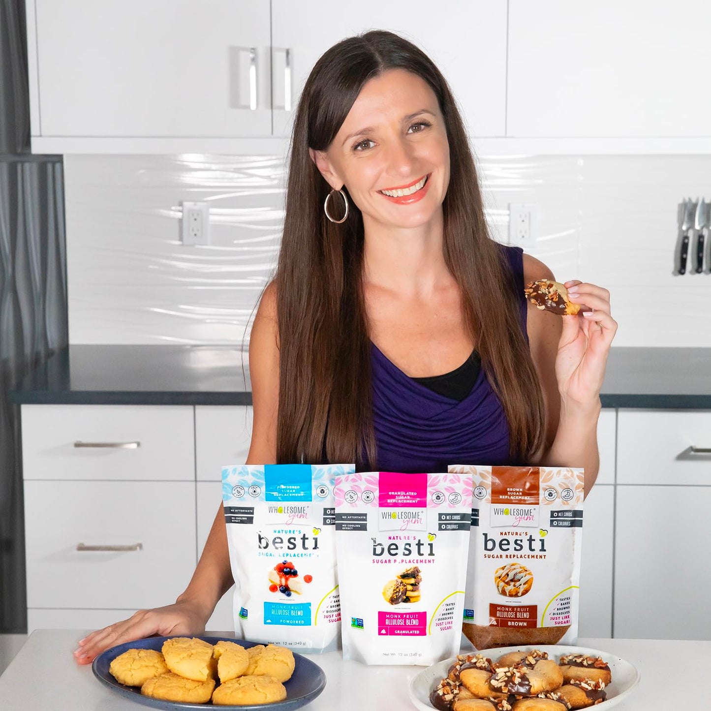 Wholesome Yum Besti Natural Brown Sugar Substitute - Keto Brown Monk Fruit Sweetener Blend With Allulose (No Erythritol) - Non GMO, Zero Carb, Zero Calorie, Sugar Free, No Aftertaste (12 oz, 2 Pack)