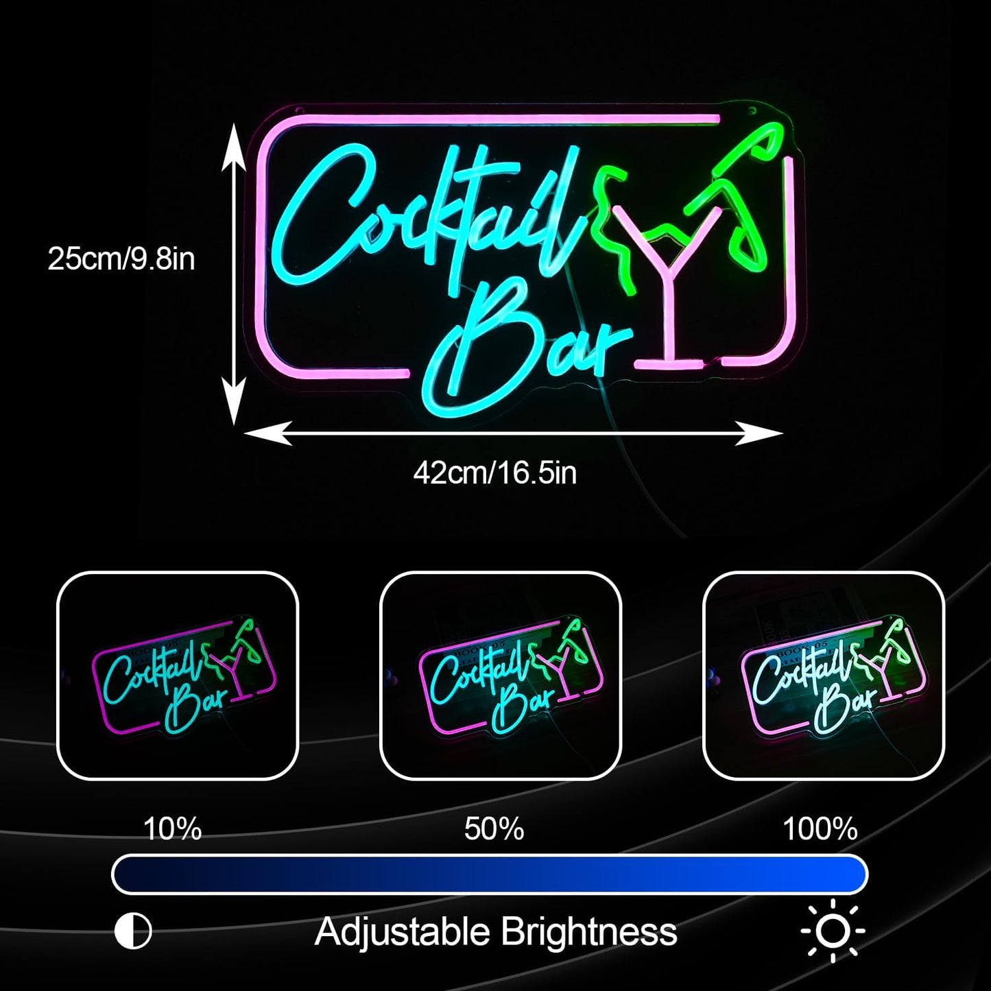 Cocktail Bar Neon Sign for Wall Decor Led Women Sign USB Goblet light up sign Dimmable Cocktail neon Light for Bar Club Pub Store Home Decor
