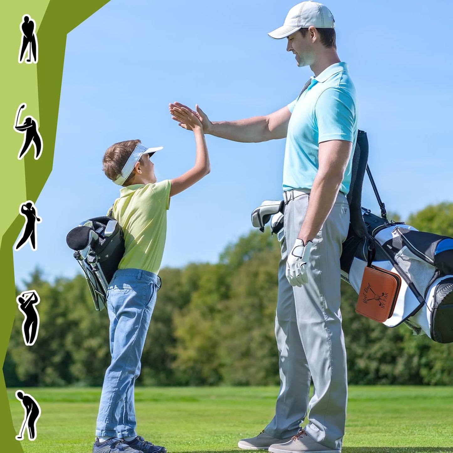 Talltalk Golf Gifts for Dad Men Husband Best Dad by Par Themed Golf Accessories Set Kit with Bag Case Rangefinder Tees Brush Multifunctional Divot Knife Scorer Ball Clamp Christmas