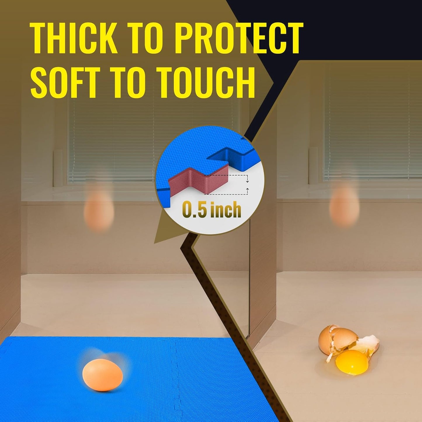 Hulkfit Puzzle Exercise Mat with EVA Foam Mat Interlocking Floor Tiles for Home Gym Mats Flooring for Garage Floor Padding for Kids Exercise Equipment Mats