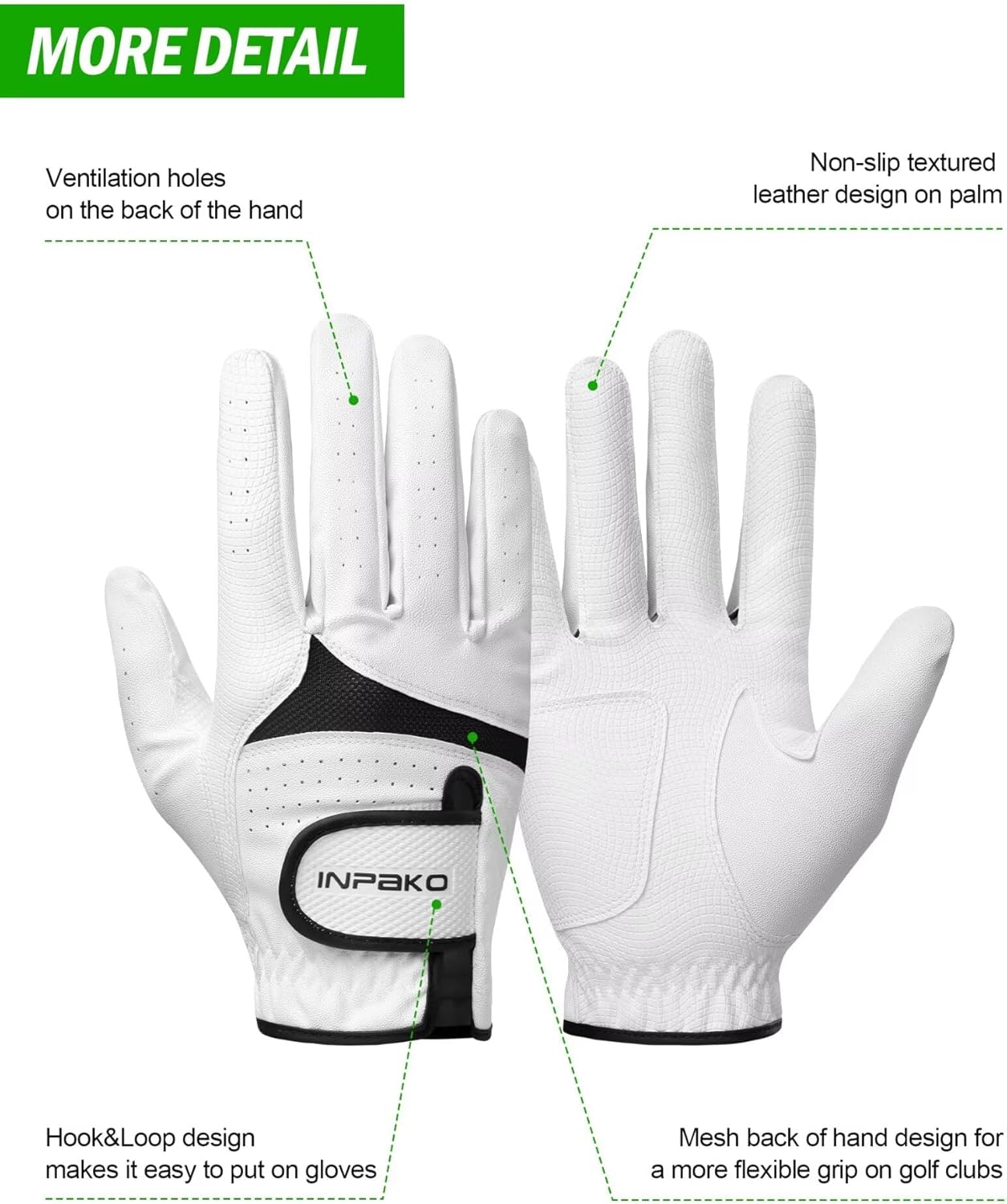 Golf Glove for Men Women, Soft Premium Cabretta Leather Golf Glove, Breathable Mesh, Non-Slip Palm Lift Grip