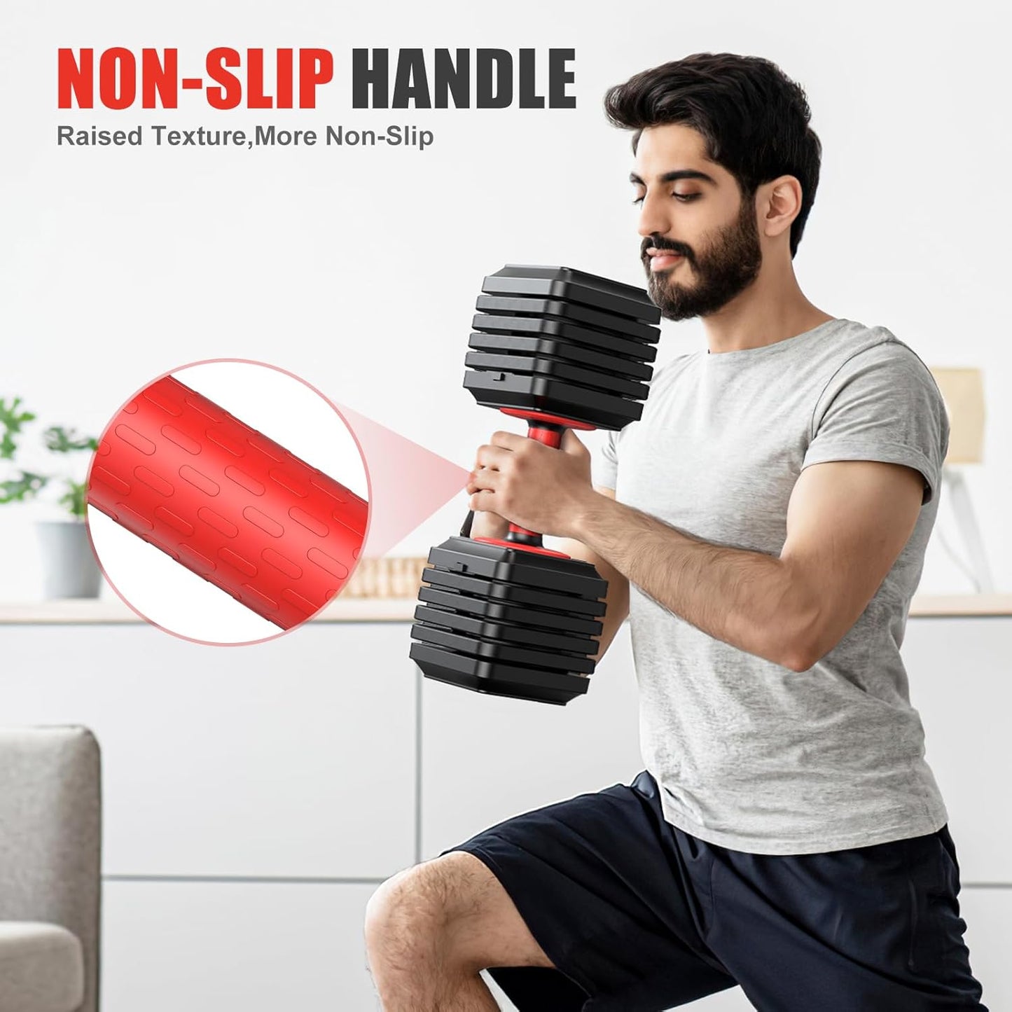 XDDIAS Adjustable Dumbbell Set of 2-25LB/55LB Set-1Sec Adjustable Dumbbell Weights-5 in 1 Free Weights Dumbbells Set with Effortless Tray/No-Slip Handle-Compact Size for Women/Men at Home Gym