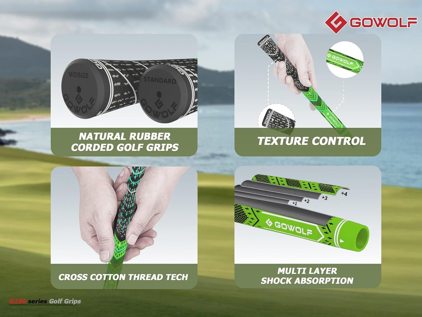 Gowolf Golf Grip Cord Rubber Multi-compound Golf Driver Irons Club Choose 13 Grips with 15pcs Tapes Or Full Kit choose one