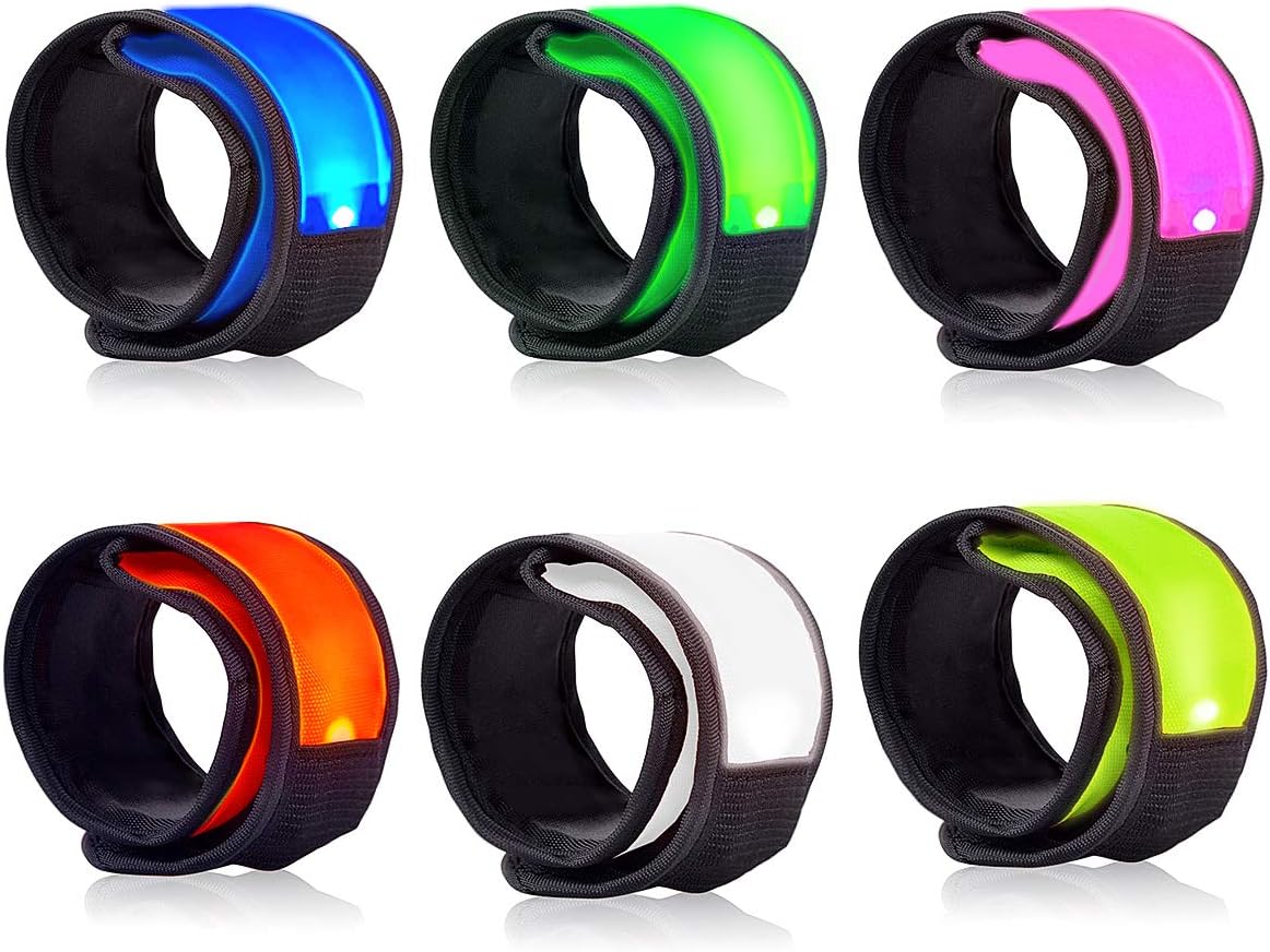 LOBKIN Safety Bracelets, LED Slap Armband Kids Walking at Night Safe LED Light Wrist Light Reflective Belt, Magic Band Running Lights for Runners