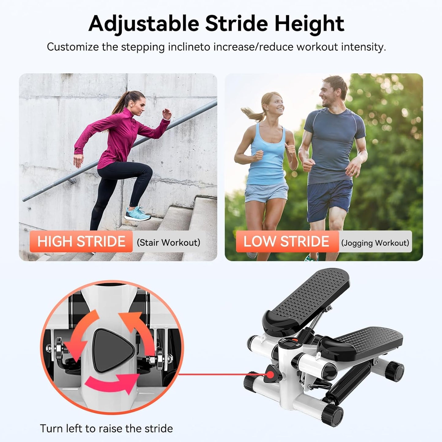 Steppers for Exercise at Home, Mini Stepper with Resistance Bands, 360LBS Capacity Portable Stair Stepper for Home, Hydraulic Fitness Stair Stepper with LCD Monitor