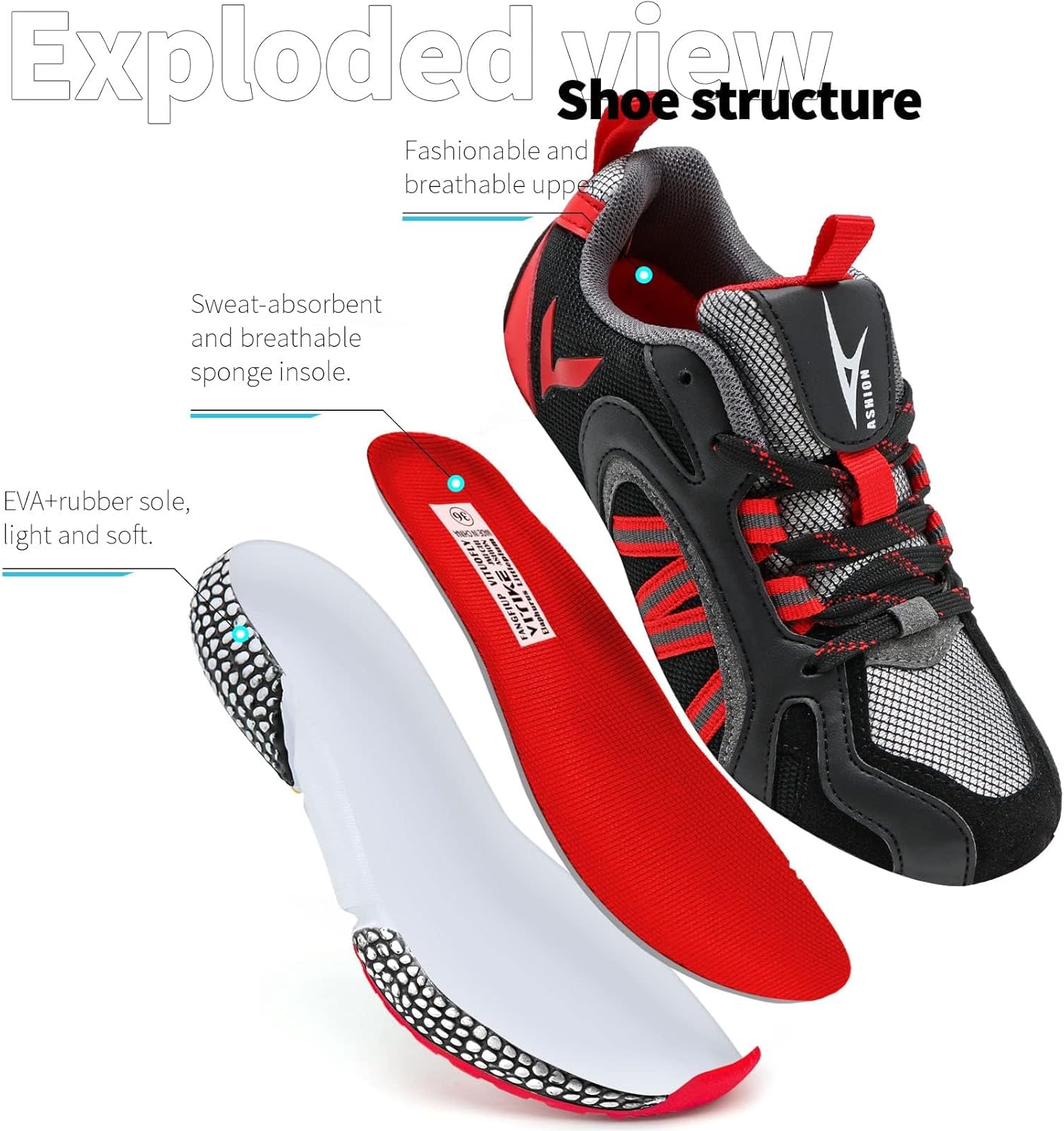 WETIKE Boy's Shoes Mesh Slip on Lightweight Running Sneakers