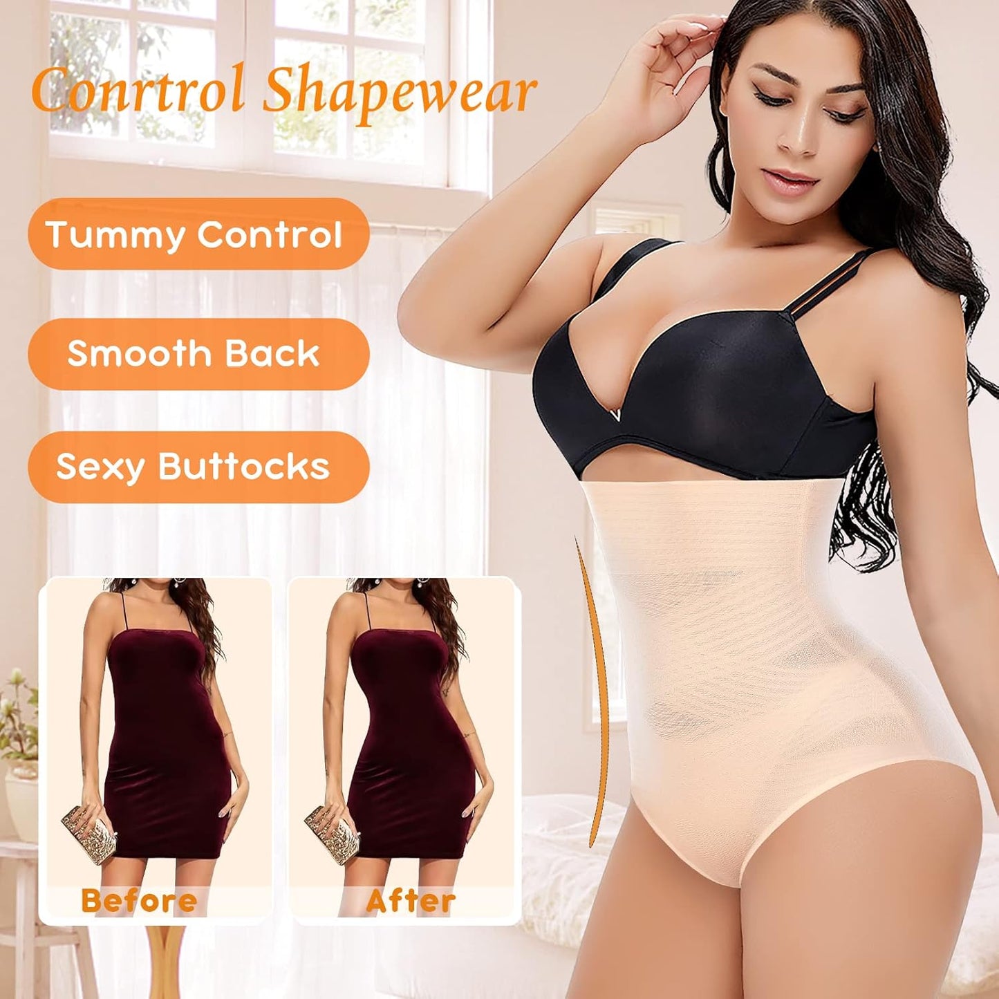 Tummy Control Shapewear Panties for Women High Waisted Body Shaper Slimming Shapewear Underwear Girdle Panty