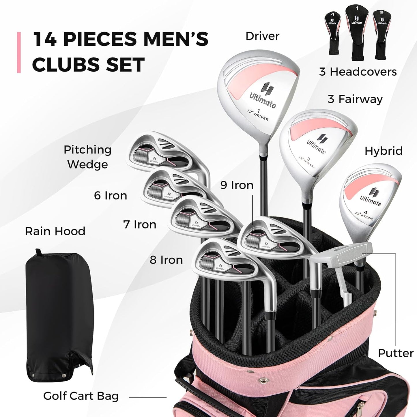 ULTIMATE Women's Complete Golf Club Set, 9/11pcs Right Handed Ladies Golf Clubs Set w/ 460cc Alloy Driver, #3 Fairway Wood, Hybrid, #6/#7/#8/#9/#P Irons & Putter