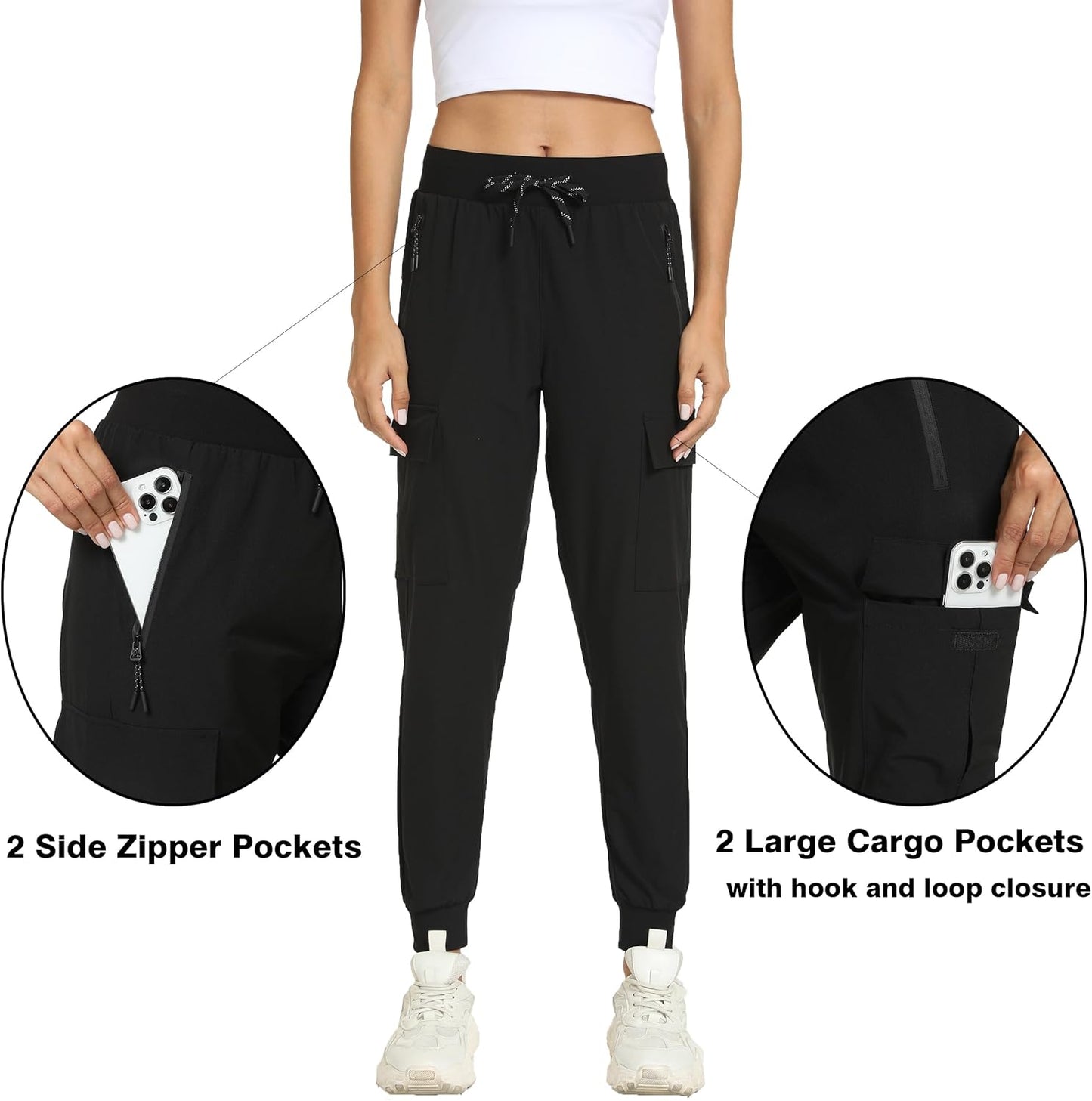 Kcutteyg Womens Water Resistant Hiking Pants with Pockets Quick Dry Soft Athletic Workout Joggers Pants for Camping Travel