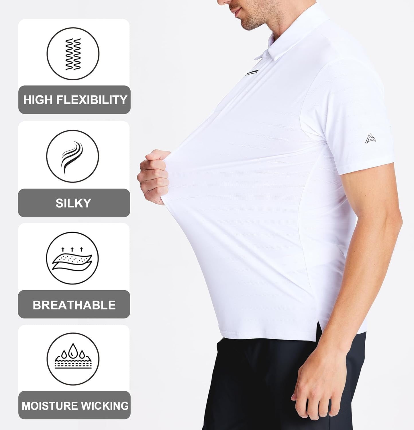 Esabel.C Jacquard Golf Shirts for Men Moisture Wicking Short Sleeve Performance Dry Fit Active Mens Polo Shirts
