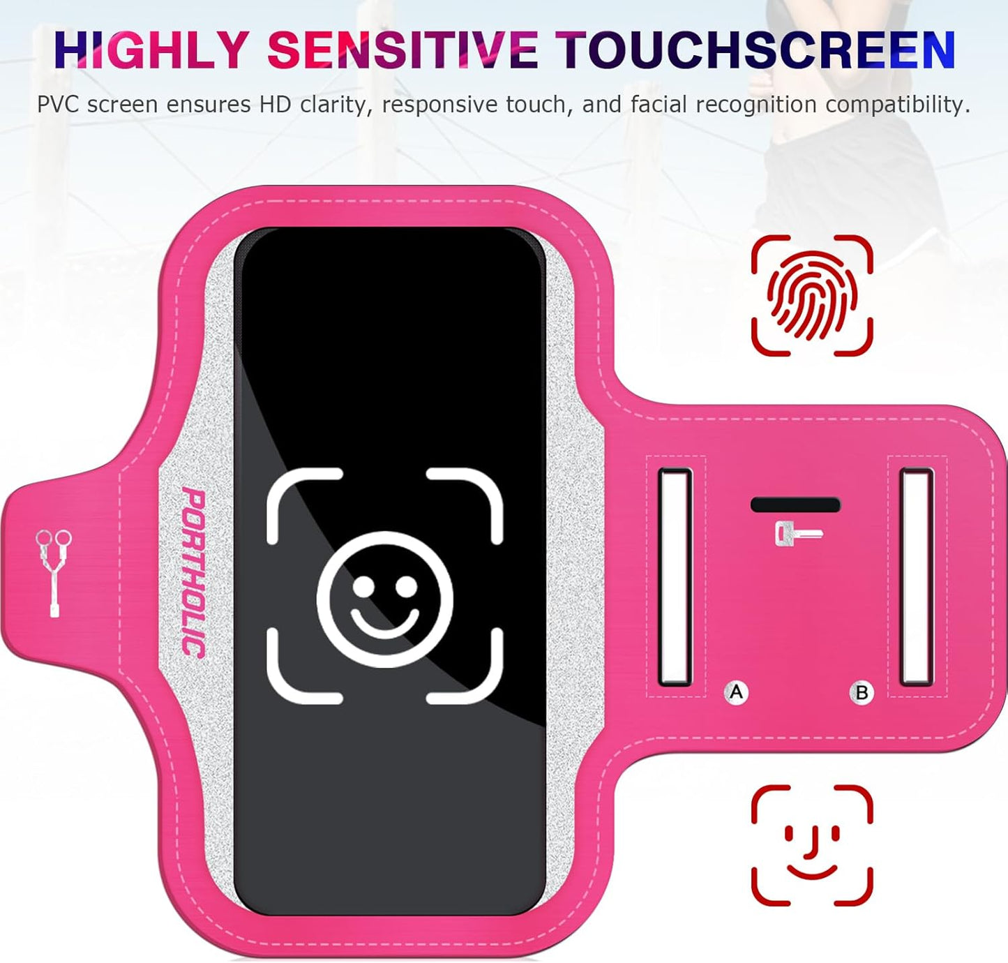 PORTHOLIC 2025 Running Armband Water Resistant Sports Phone Holder Case with Extension Strap, Key Card Slot Up to 6.9" Phone for iPhone 17/16/15/14/13 Plus Air Pro Max XR/XS, Galaxy S25/24/S10